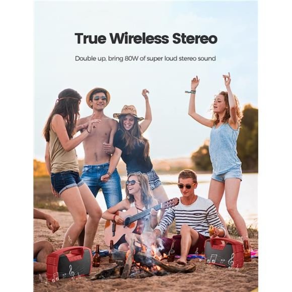 IPX7 Waterproof Bluetooth Speaker, 40W Portable Wireless Speaker, 32H Playtime - Picture 5 of 5